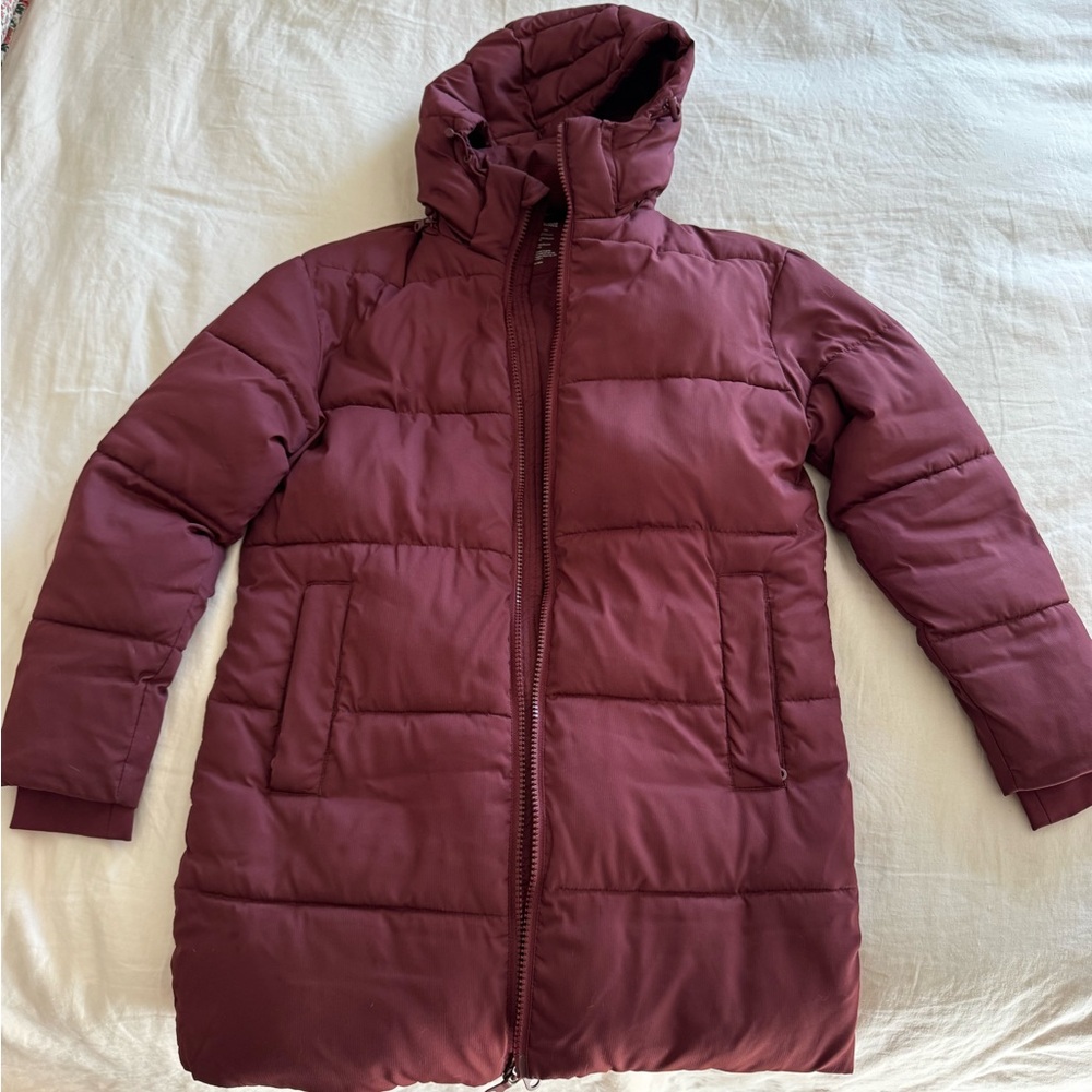 Girlfriend Collective Burgundy Puffer Coat